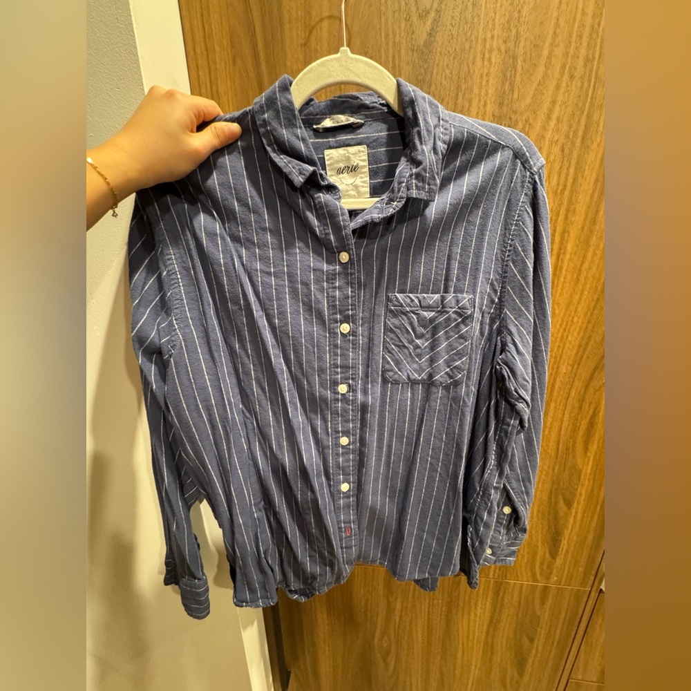 Aerie Blue Stripe Button-Up Shirt